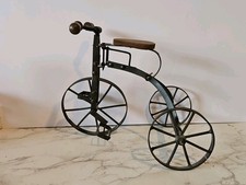 Vintage Hand-Crafted Doll-Sized Antique Decorative Metal Wood Tricycle Bike
