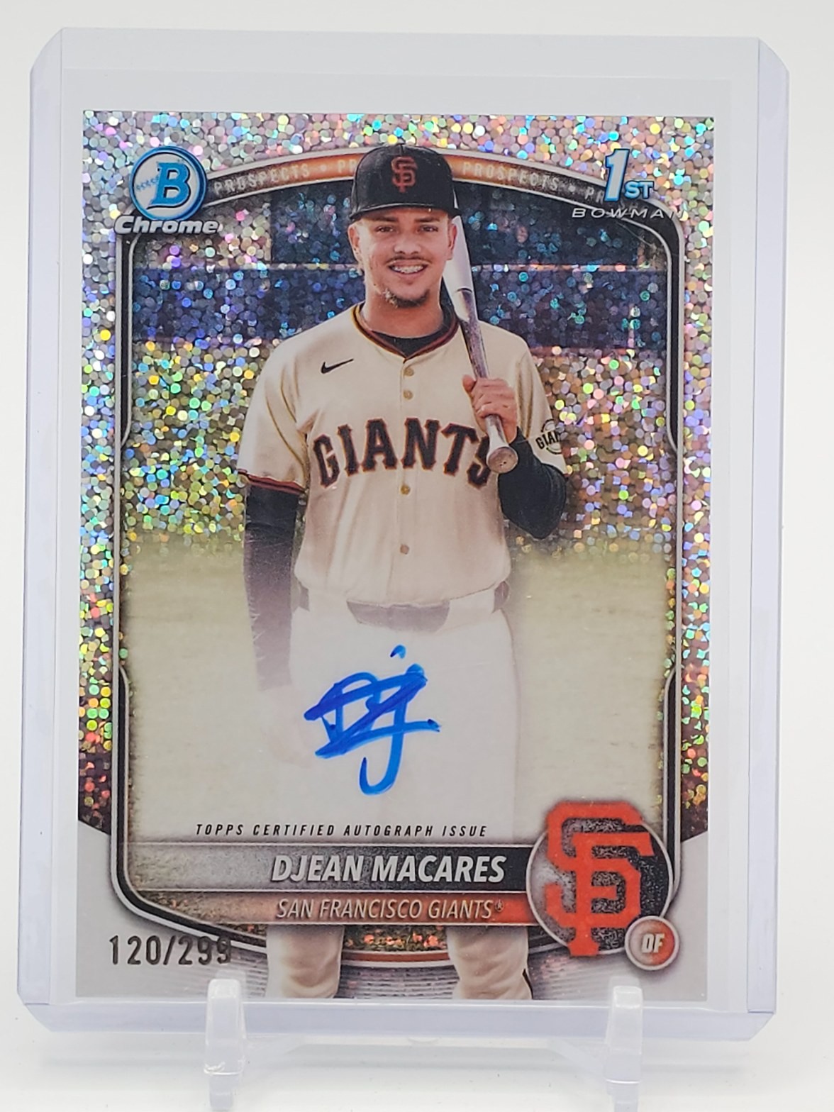 DJEAN MACARES 2025 BOWMAN CHROME 1ST SPECKLE AUTO ROOKIE /299 #CPA-DM Q0927