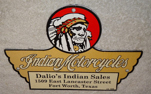 VINTAGE 1948 INDIAN MOTORCYCLES SALES+ SERVICE PORCELAIN METAL GASOLINE OIL SIGN