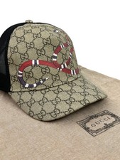 Cappello berretto baseball Gucci GG Monogram stampa Kingsnake maglia schiena beige taglia M