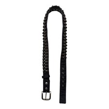 Vintage Black Leather Bullet Belt Tooled Grunge Skater ERD Punk 36