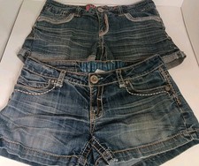 Lot Of 2 Vtg Hydraulic Jean Shorts Womens 9/10 Distressed Denim Micro Mini Y2K