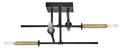 Lark 83073 Hux 4 Light 20"W Semi-Flush Ceiling Fixture - Black - Picture 3 of 5