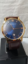 SEKONDA Men's Watch Gold Tone Calendar Leather Quartz 37 mm