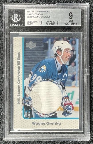 WAYNE GRETZKY BGS 9 1997-98 UPPER DECK GJ8 GAME JERSEY UD GAME-WORN PATCH JERSEY