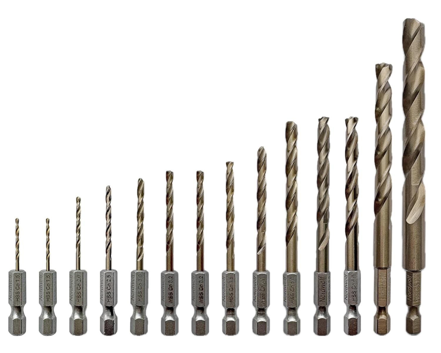 Cobalt Drill Bit Set 14pc Metric M35 Stainless Steel Hard Metal 1/4 Hex 1.5-10mm