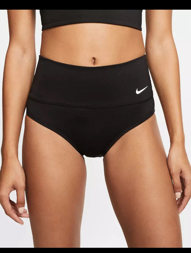 Nike Essential High Waist Bikini Swim Bottoms Large Black NESSA215-001 NWT