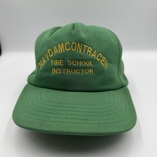 Vintage Navidamcontracen Fire School Instructor Snapback Hat USA Made Navy