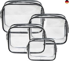 Kulturbeutel Transparent, 4 Stück Kosmetiktasche Durchsichtig, Transparent 