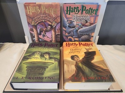 Nice~Lot of 4~HARRY POTTER~1st American Edition~Hardcover Books w/DJs~#s 1-3-6-7