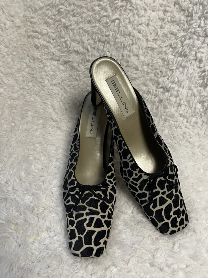 Bellini Feminino Couro Camurça Estampa Animal Preto e Bege Mules Tam12B - Imagem 3 de 4