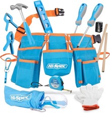 Hi-Spec 16pc Kids Tool Set w/ Tool Belt Child DIY Tool Kit STEM Play Blue