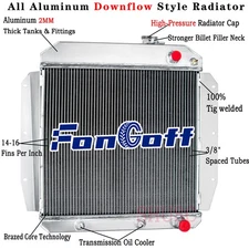 3 Row Aluminum Radiator For 1955-1959 56 Chevy Pickup Truck 3.8L-5.3L V8