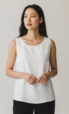 Vintage Linen White Made In Australia Tank Sleeveless Boxy Linen Top Large