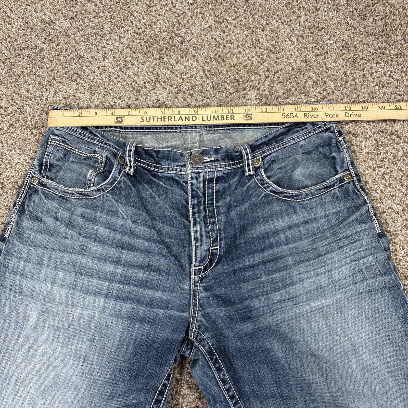 Men's BKE Tyler Straight Leg 36 R Denim Jeans 34x31 Frayed Hems - View 7