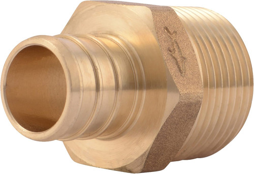 3/4 Inch Crimp MNPT Male Adapter, Brass Plumbing Fitting, PEX Pipe, Copper, UC1