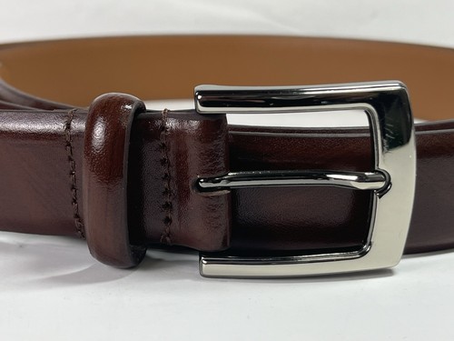 Italian Full Grain Brown Leather Belt Size 50/125, Made In Italy 1217X New!!! - Picture 3 of 10
