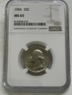 1965 Washington Quarter 25c NGC MS65 Mint State Uncirculated