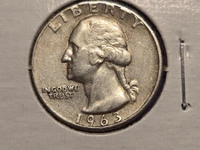 1963 P Washington 90% silver quarter type B reverse mint error variety