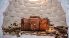 Borsa in pelle di capra viaggio vera palestra bagaglio uomo vintage