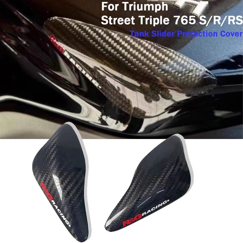 Carbon Fiber Tank Sliders Protection Cover For Triumph Street Triple 765 S/R/RS - Foto 7 di 8