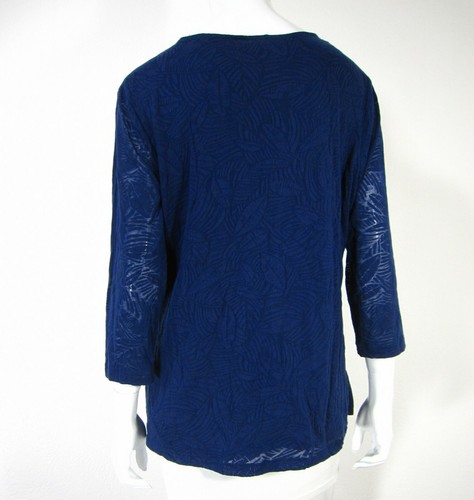CHICO'S LONG SLEEVE BLOUSE TOP SIZE 2 Blue Embroidered Neck 128 - Picture 8 of 9