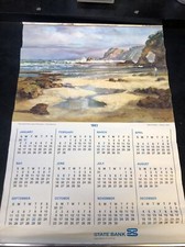 VINTAGE STATE BANK OF VICTORIA CALENDAR ART 1983 POSTER RON HANCOCK MORNINGTON