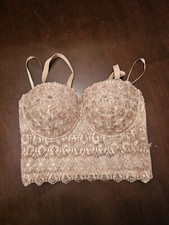 NWT NEW Windsor DS4017 Lined Corset Top Bling Natural Color Size XS 06003-7885