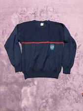 Vintage Puma Club Knitwear Jumper Pullover Sweatshirt Size M 80s 90s Logo Blue