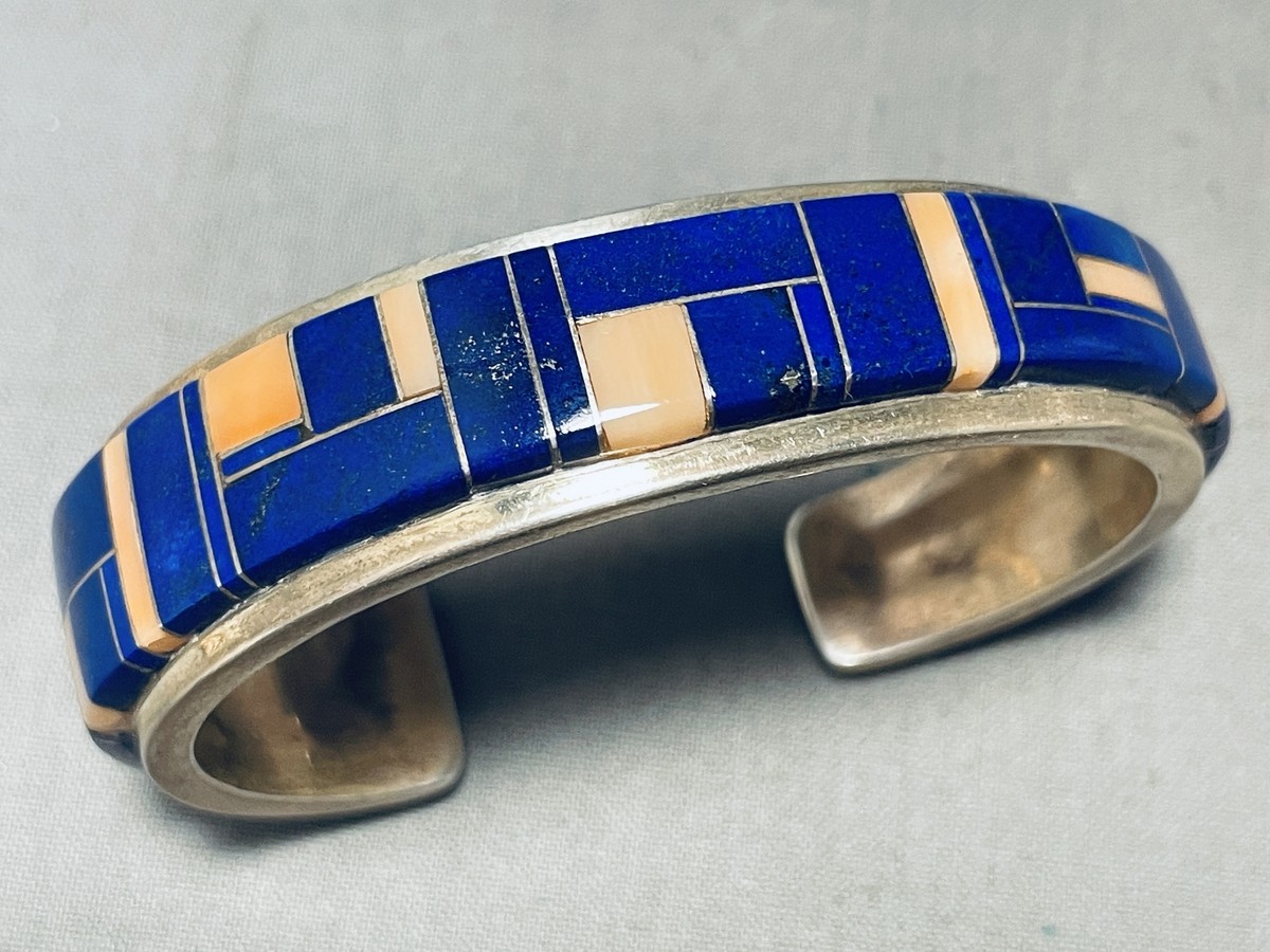 6 Inch Wrist Vintage Native American Navajo Special Stone Sterling Silve Rinlay Bracelet 6 Inch Wrist Vintage Native American Navajo Special Stone Sterling Silve Rinlay Bracelet