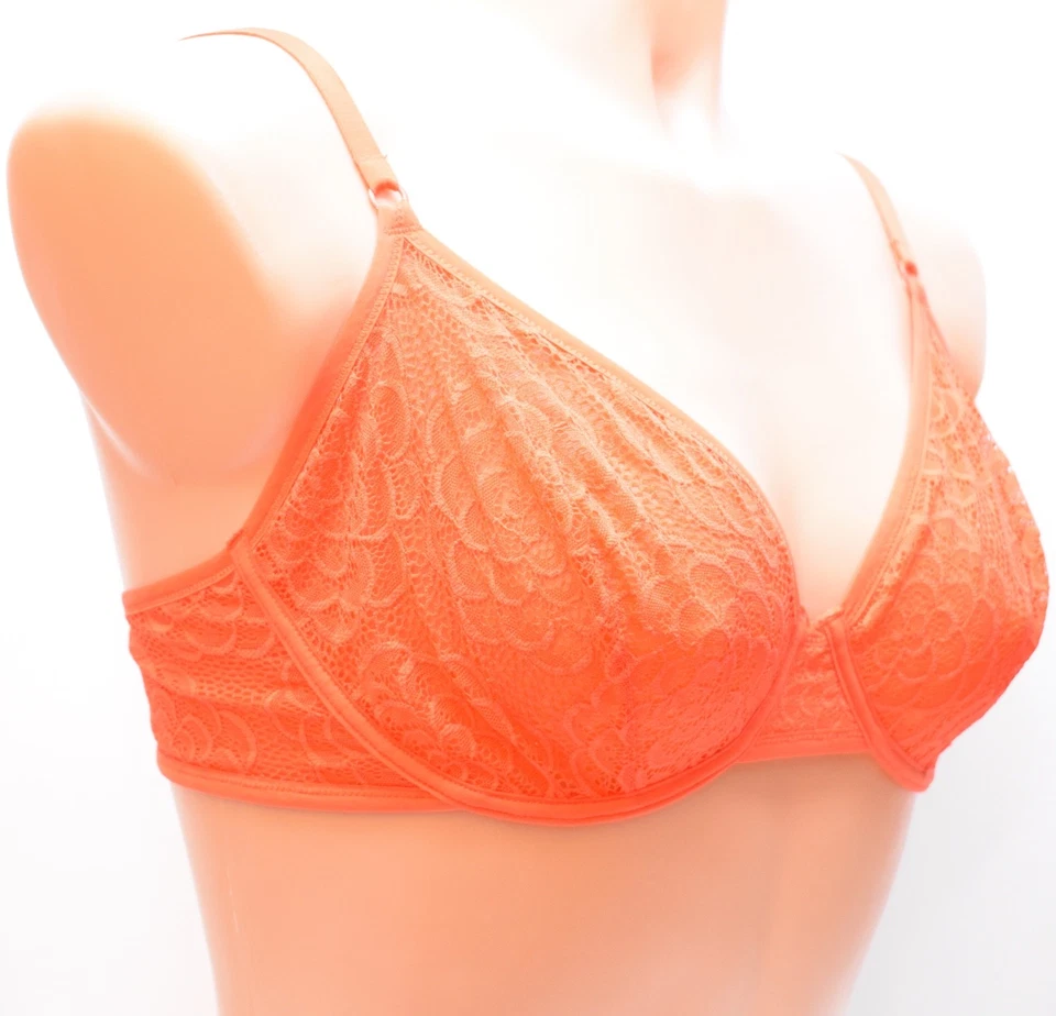 LISE CHARMEL Undewire Non-Padded Mesh Bra (PCP6335C) Mandarin Color, Size 38C  - Image 2 of 4