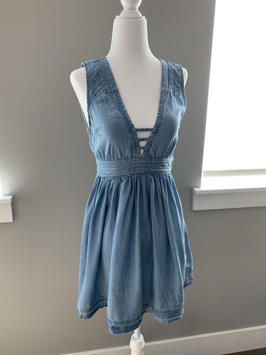 Abercrombie Fitch Denim Mini Dress Light Blue Size Online Exclusive  RARE NEW