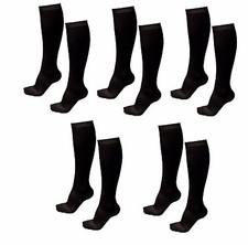 5 Pair Sm/Med Black Graduated Compression Socks Support Stockings Men's Women's
