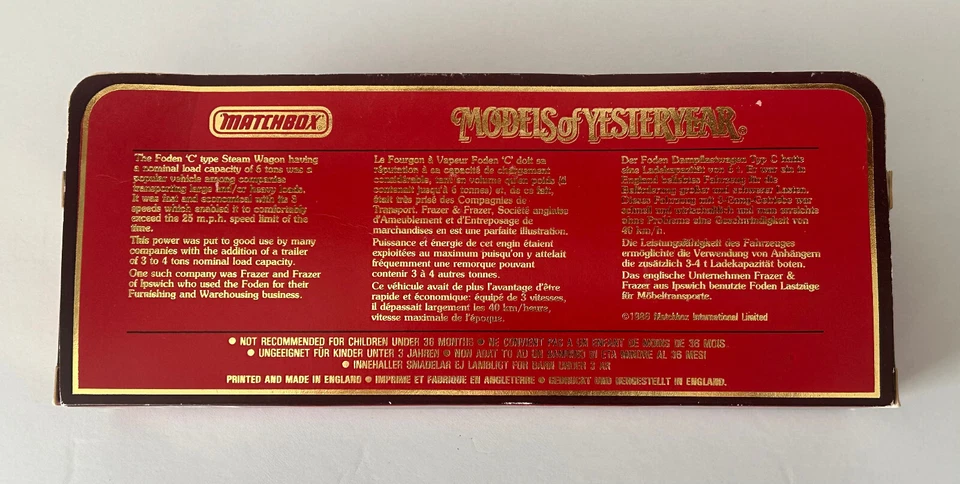 Matchbox Models Of Yesteryear Y-27 1922 Foden Type Steam Wagon + Trailer Frasers - Image 2 of 3