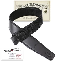 Walker & Williams G-907 Black Padded Guitar Strap with Soft Glove Leather Back