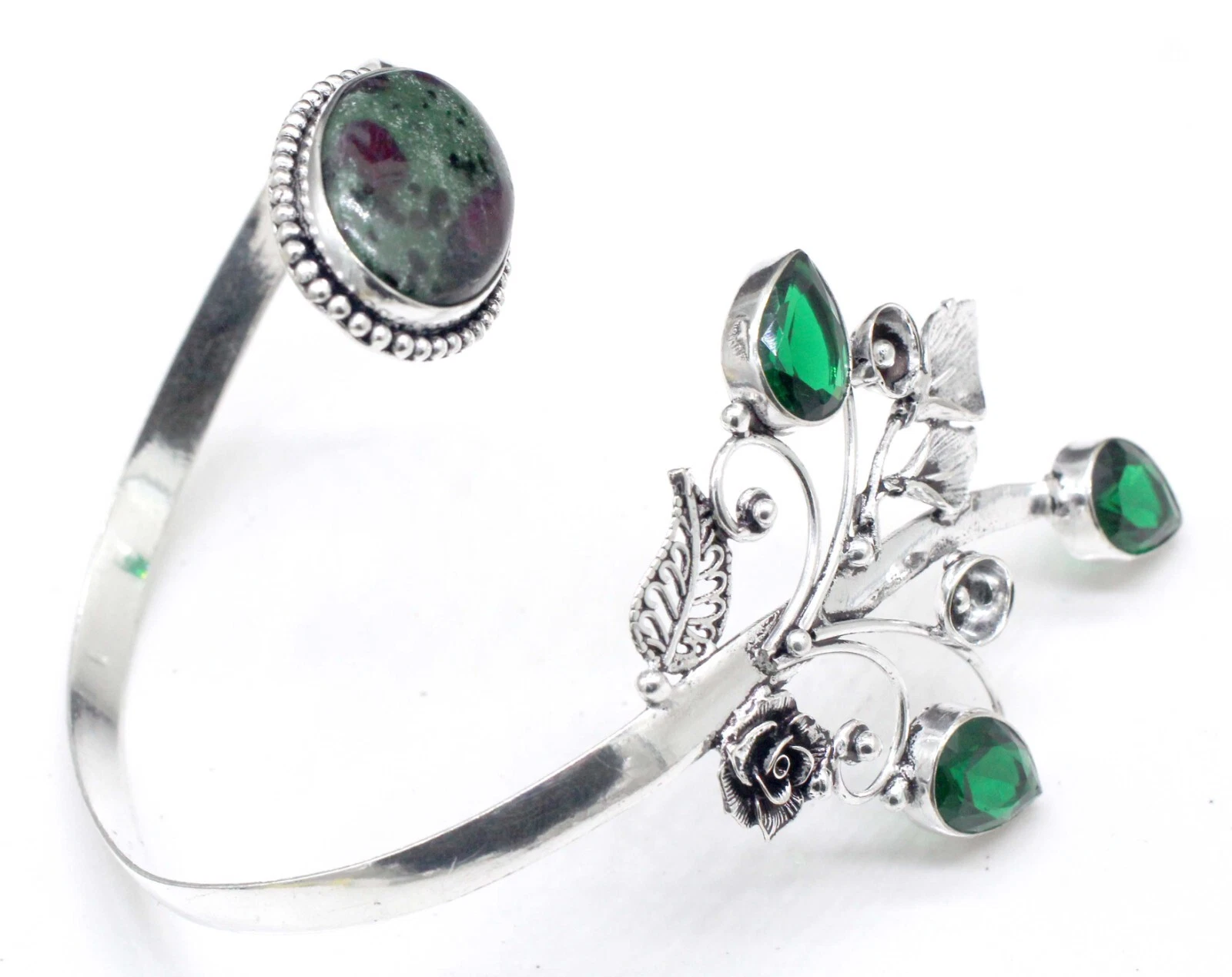 VALENTINO Bracciale Bracciale Argento Sterling 925 Rubino IN Zoisite Gemma Gioielli Misura ADJ