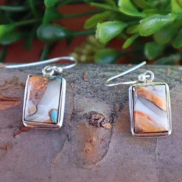 Новые без ценников серьги из натуральной устричной бирюзы 13,3 карата оценка включена - Изображение 4 из 4