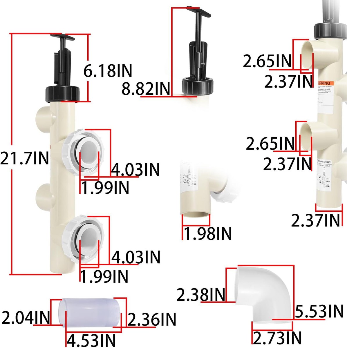 PVC Push Pull Slide Valve 263064 For Pentair D.E.Triton II Side