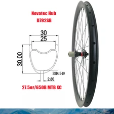 27.5er 650B Carbon 30*30mm MTB XC Bike Rear Wheel Asymmetric 24 28 32 Hole