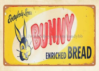 1956 Bunny Bread Sign metal tin sign vintage reproductions