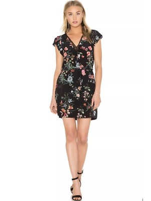 Rebecca Taylor Dress Meadow Floral Print Silk Black Size 4 | eBay