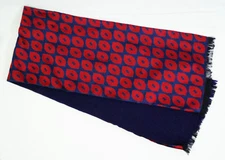 Navy Blue & Red Knit Woven Pattern Scarf 51" x 10"
