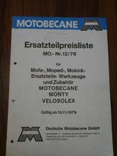 MOTOBECANE Monty SP  Velosolex D 55 TT MOBY   PREISLISTE   Ersatzteile Liste