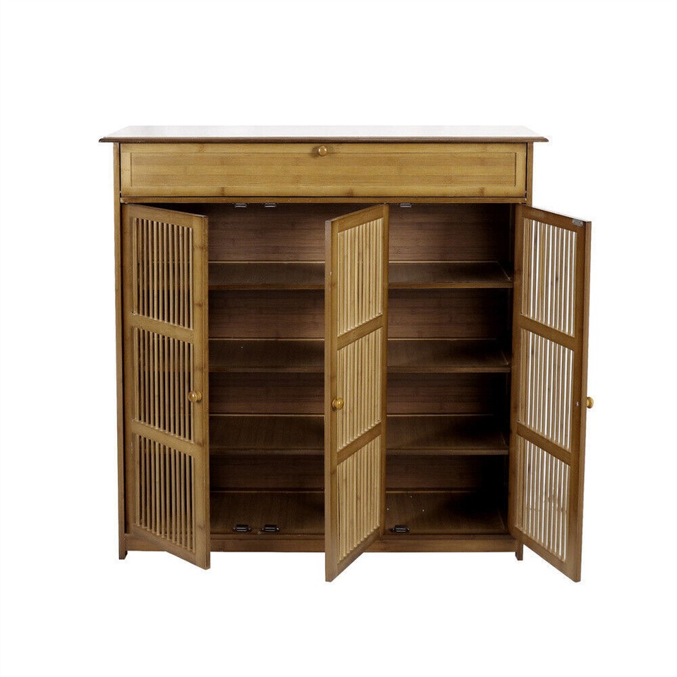 Large Wooden Shoe Cabinet Storage Cupboard Unit Shoe Rack Housekeeping ...
