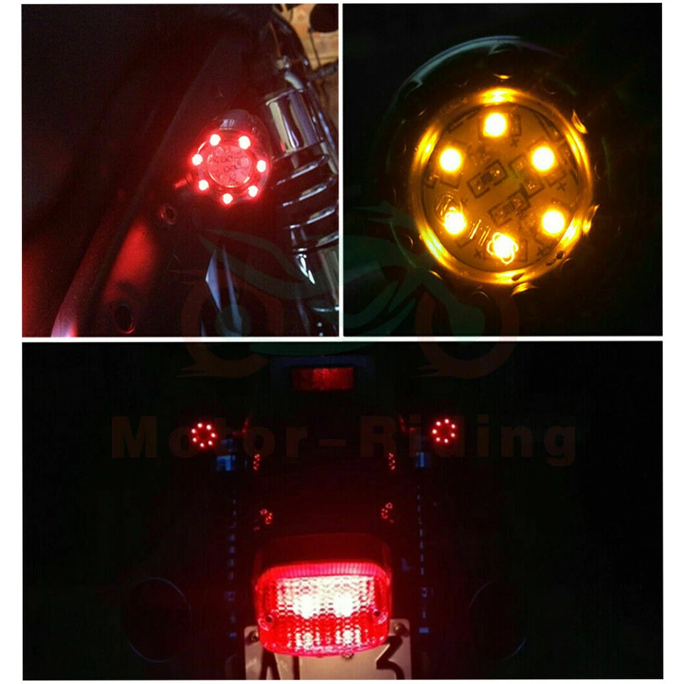 Motorcycle LED Bullet Red Brake Blinker Turn Signal Tail Light For Harley HONDA Foto 4 de 4