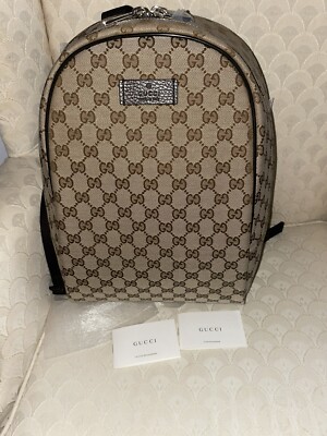 Gu㏄i GGモノグラムリュック Gucci Top Handle Bag Backpack Logo Travel Monogram Beige Brown GG