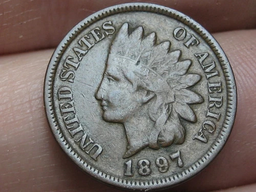 1897 Indian Head Cent Penny- VF Details, Partial LIBERTY