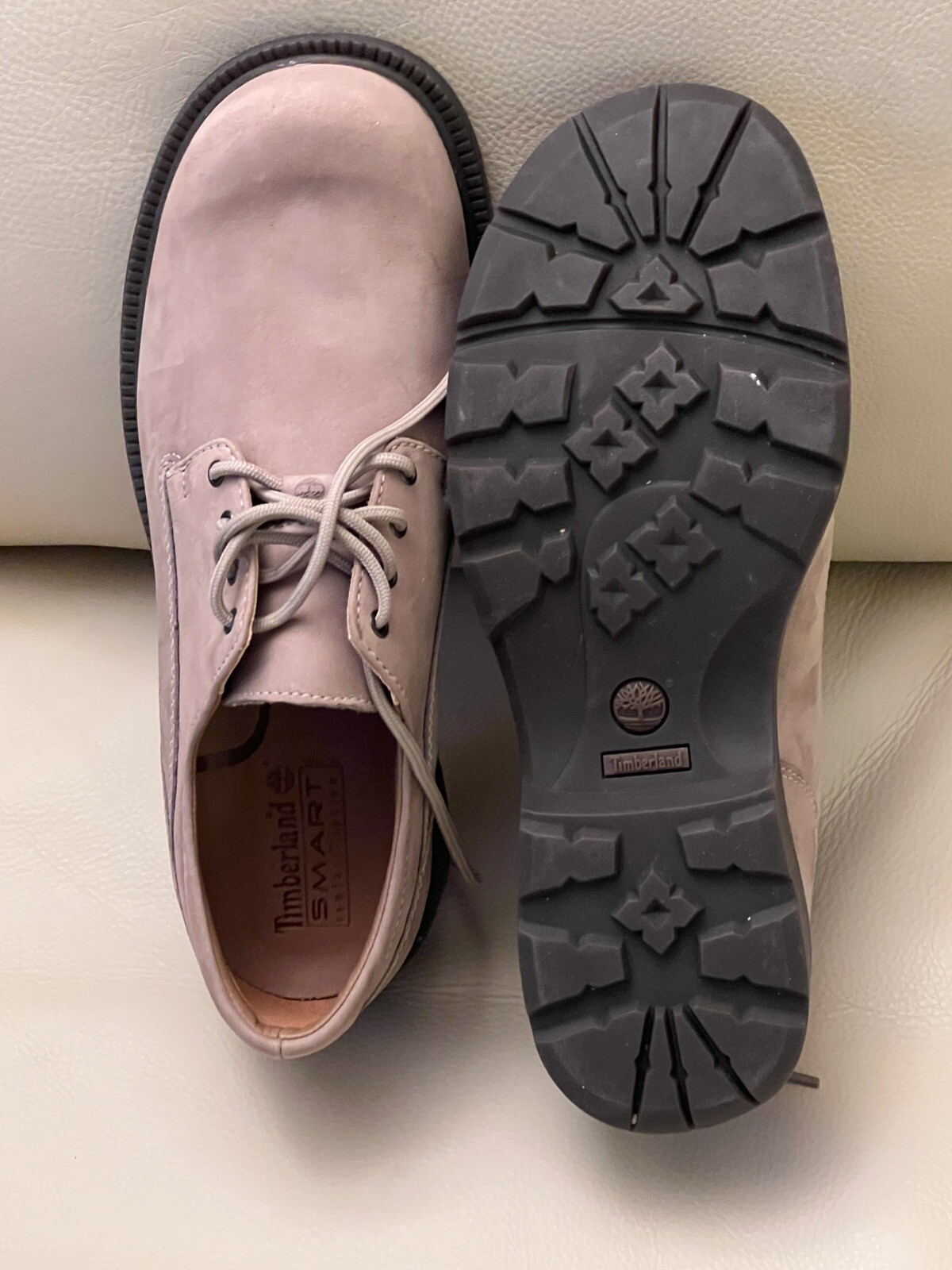 SAOLA Scarpa Oxford donna Timberland tortora marrone chiaro nabuk taglia 8 suola a strappo nuova