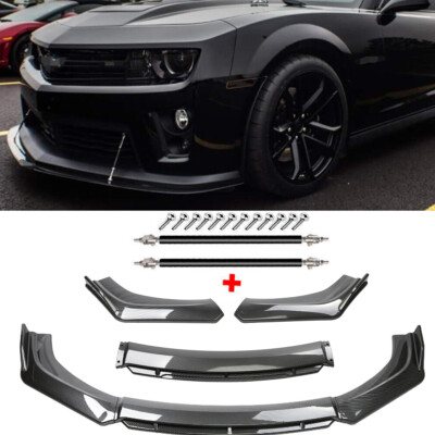 For Chevy Camaro Front Bumper Lip Splitter Spoiler Carbon Fiber Strut Rod