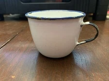 Vintage Ker Sweden Enamel 7 cm. Cup Original Patina White